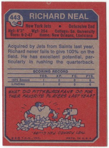 1973 Topps Football #443 Richard Neal