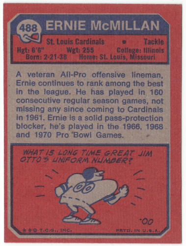 1973 Topps Football #488 Ernie McMillan