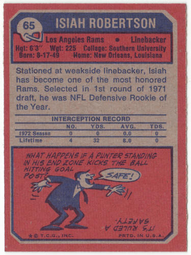 1973 Topps Football #65 Isiah Robertson