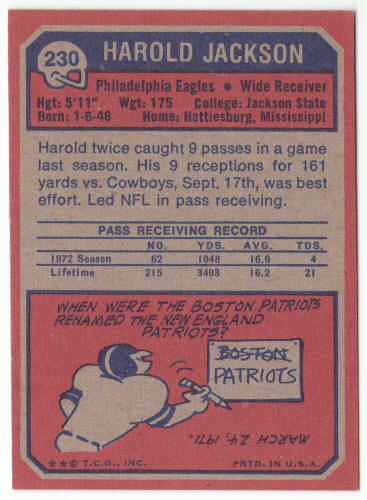 1973 Topps Football #230 Harold Jackson