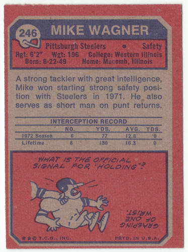 1973 Topps Football #246 Mike Wagner Rookie Card