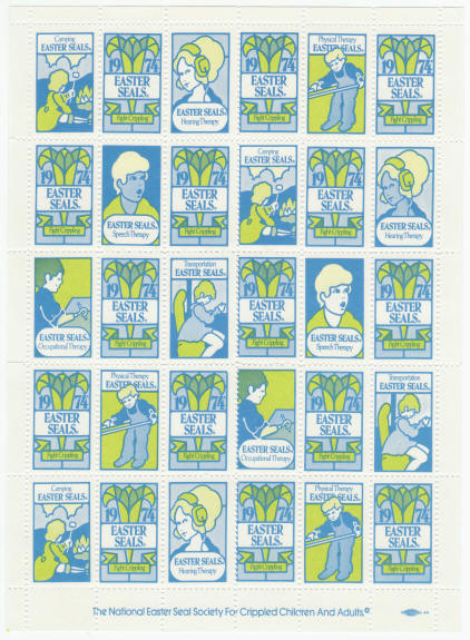 1974 Easter Seals Stamp Sheet