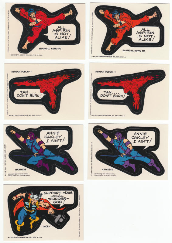 1975 Topps Comic Book Heroes Stickers