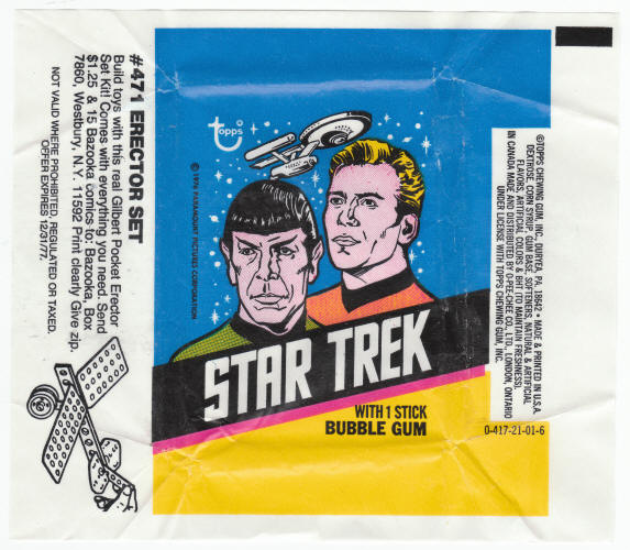 1976 Topps Star Trek Wax Pack Wrapper