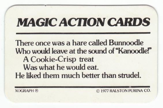 Cookie Crisp Magic Action Card 1977 Ralston Cereal Premium back