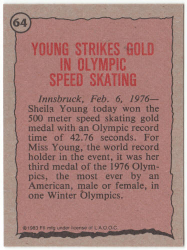 1983 Historys Greatest Olympians #64 Sheila Young