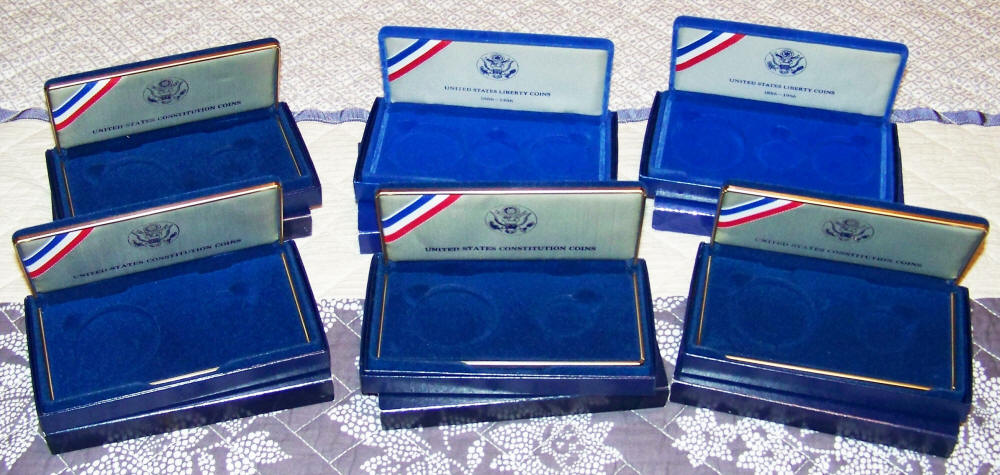 1986 Liberty Coins 1987 Constitution Coins Proof Set Holders