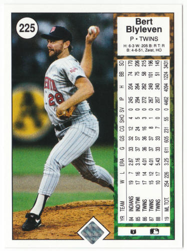 1989 Upper Deck Baseball #225 Bert Blyleven
