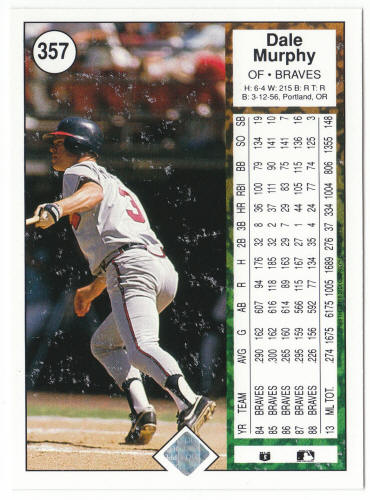 1989 Upper Deck Baseball #357B Dale Murphy