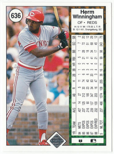 1989 Upper Deck Baseball #636A Herm Winningham Error Card