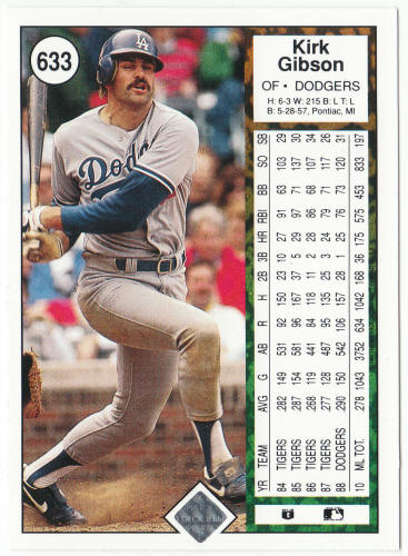 1989 Upper Deck Baseball #633 Kirk Gibson