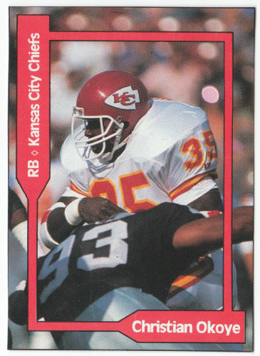 1990-91 SCD #26 Christian Okoye Pocket Price Guide Card