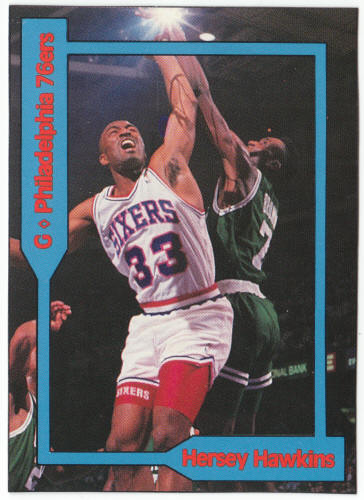 1990-91 SCD #55 Hersey Hawkins Pocket Price Guide Card