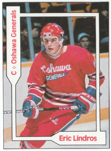 1990-91 SCD #28 Eric Lindros Pocket Price Guide Card front