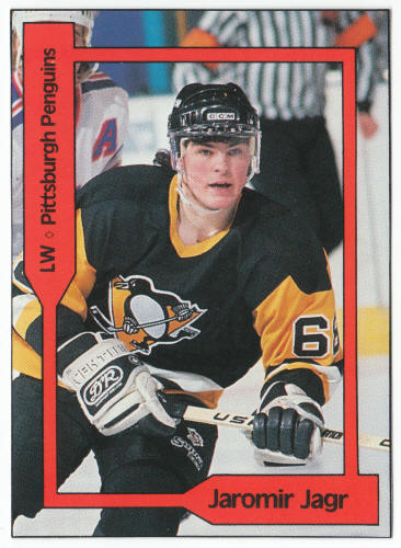 1990-91 SCD #44 Jaromir Jagr Pocket Price Guide Card front