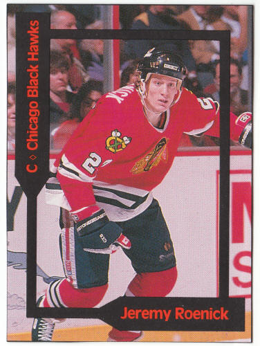 1990-91 SCD #19 Jeremy Roenick Pocket Price Guide Card front