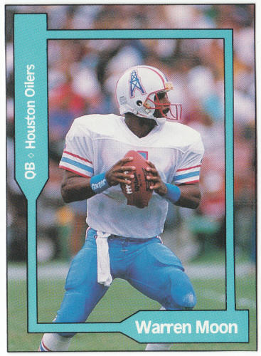 1990-91 SCD #42 Warren Moon Pocket Price Guide Card front