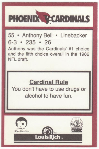 1990 Louis Rich Police Phoenix Cardinals Anthony Bell