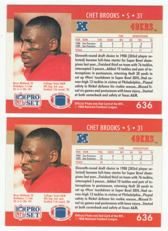 1990 Pro Set Chet Brooks 636 ERR COR