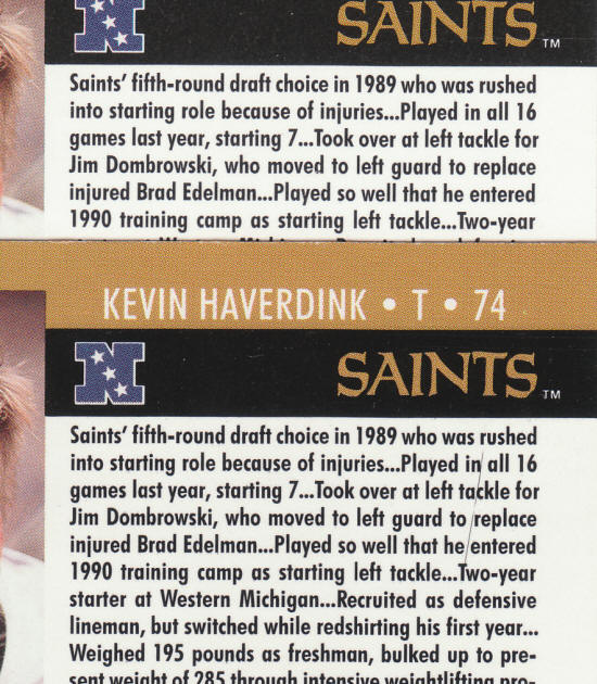 1990 Pro Set Kevin Haverdink 742 Error Corrected back