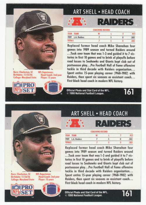 1990 Pro Set Art Shell 161A 161B ERR COR