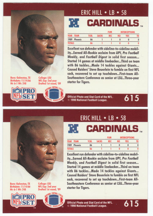 1990 Pro Set Eric Hill 615 ERR COR