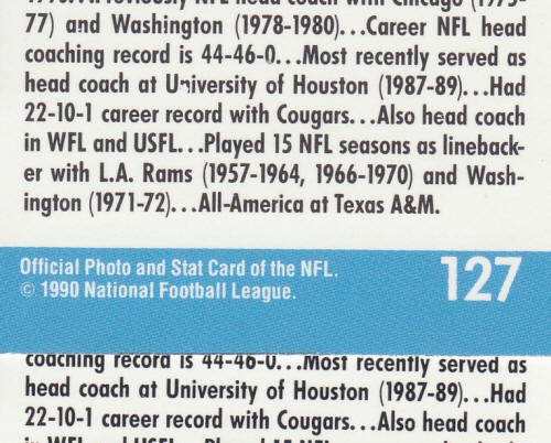 1990 Pro Set Jack Pardee 127 ERR COR