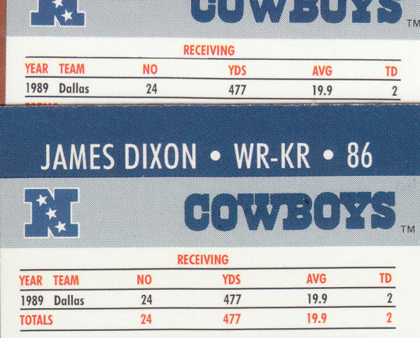 1990 Pro Set Football 478 James Dixon Error Correct Rookie Card