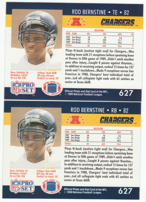1990 Pro Set Rod Bernstine 627 ERR COR