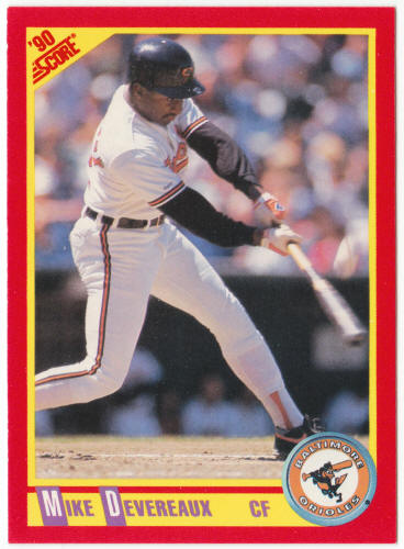 1990 Score Baseball #232B Mike Devereaux Correct