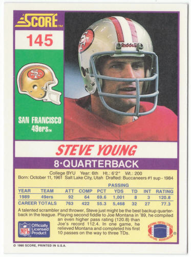 1990 Score Football #145 Steve Young