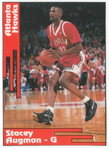1991-92 SCD #16 Stacey Augmon Pocket Price Guide Card