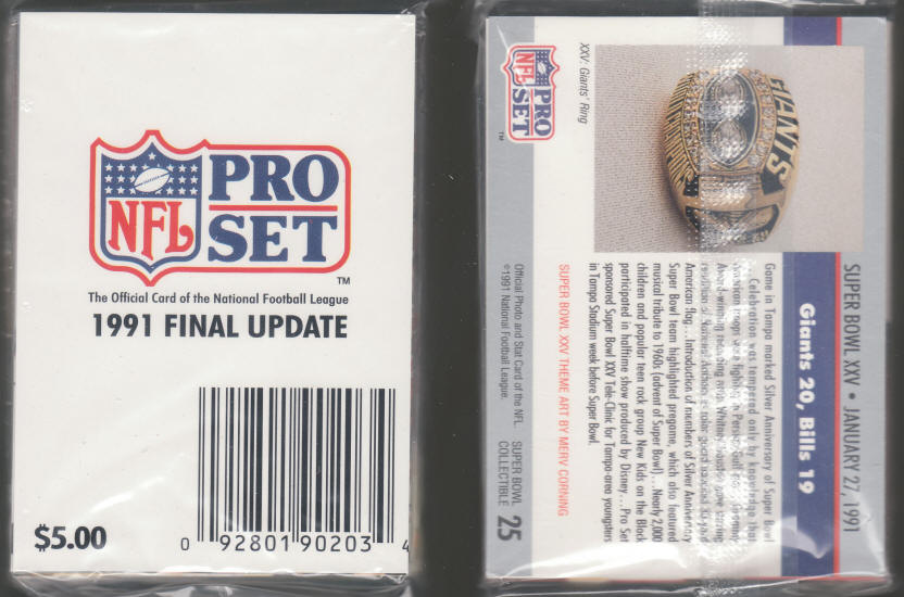 1991 Pro Set Football Cards Final Update Set