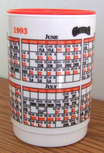 San Francisco Giants 1993 Schedule Commuter Mug