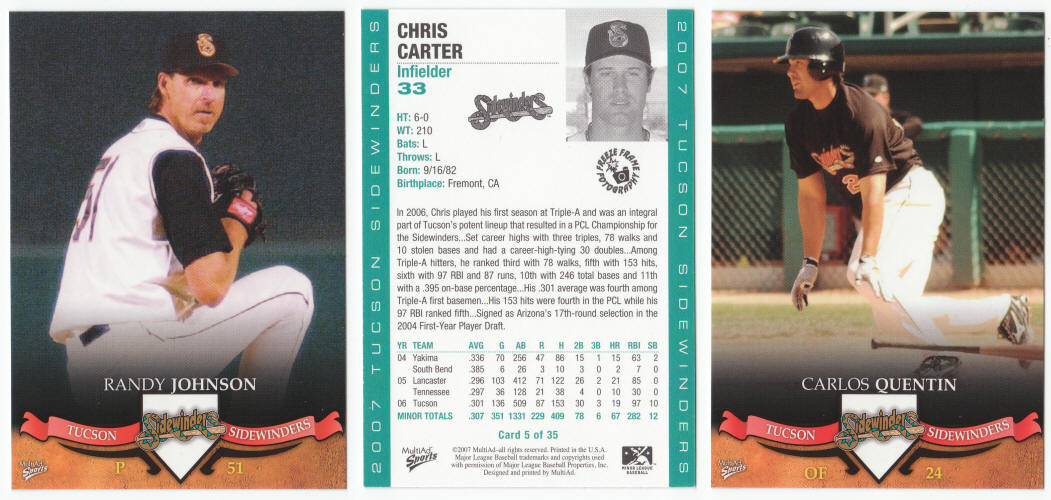2007 Tucson Sidewinders Baseball Cards Team Set
