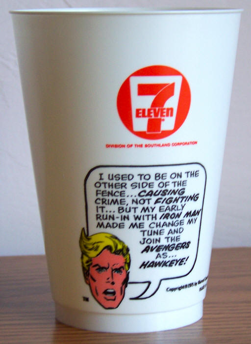 1975 Marvel Superhero 7-11 Slurpee Cup Hawkeye