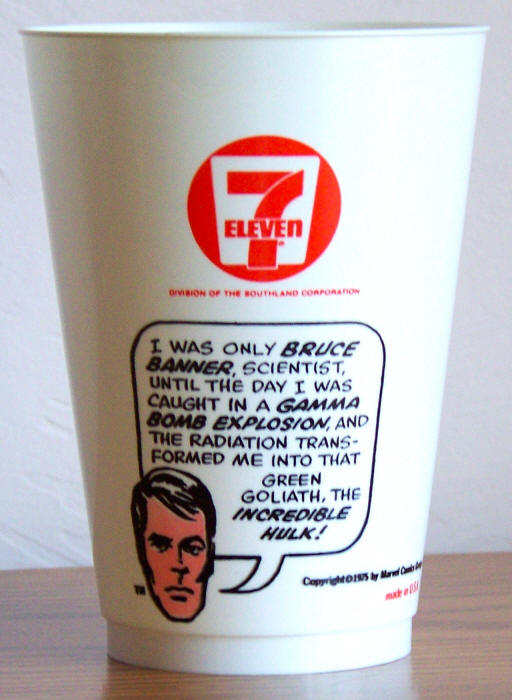 1975 Marvel Superhero 7-11 Slurpee Cup Hulk Variation 1