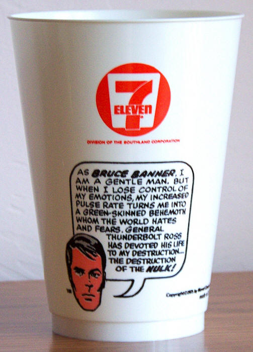 1975 Marvel Superhero 7-11 Slurpee Cup Hulk Variation 2