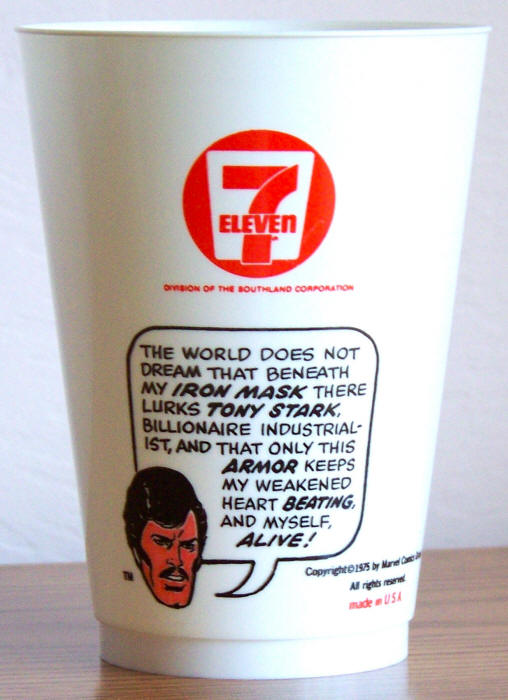 1975 Marvel Superhero 7-11 Slurpee Cup Iron Man