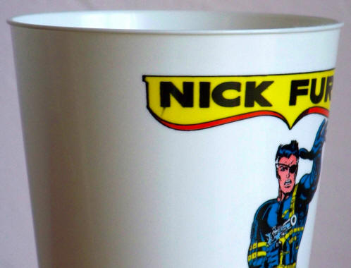 1975 Marvel Superhero 7-11 Slurpee Cup Nick Fury flaw