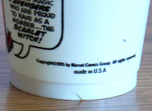 1975 Marvel Superhero 7-11 Slurpee Cup Scarlet Witch flaw