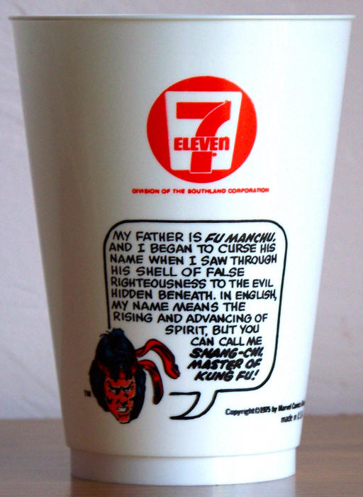 1975 Marvel Superhero 7-11 Slurpee Cup Shang-Chi Master Of Kung Fu
