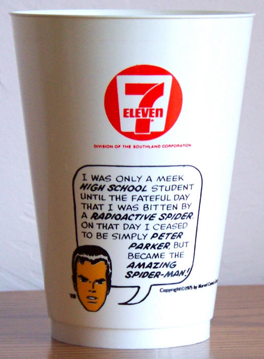 1975 Marvel Superhero 7-11 Slurpee Cup Spiderman Variation 1