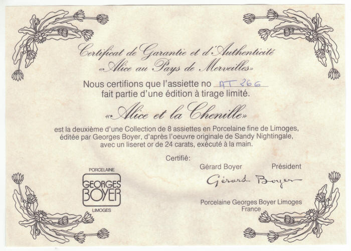 Alice In Wonderland Collectors Plate 2 COA