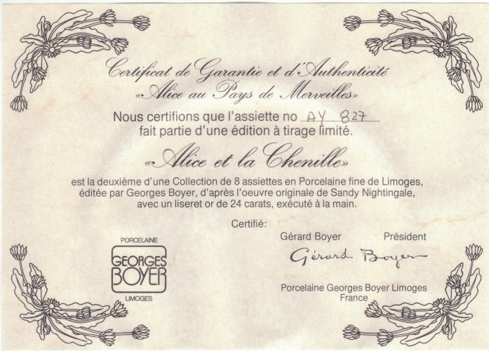 Alice In Wonderland Collectors Plate 2 COA