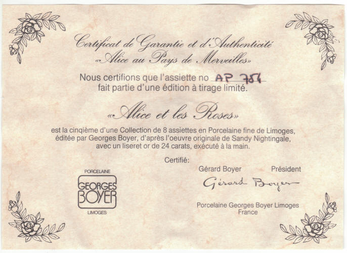 Alice In Wonderland Collectors Plate 5 COA