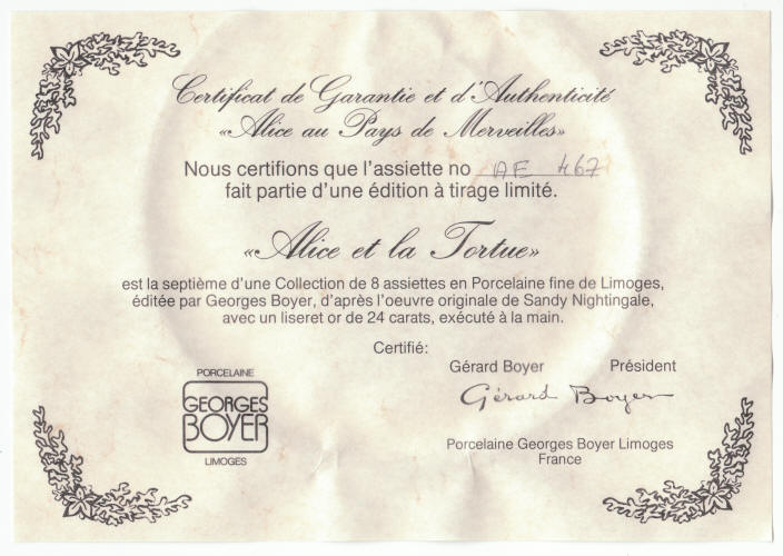 Alice In Wonderland Collectors Plate 7 COA