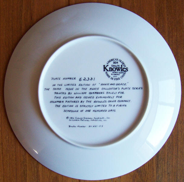 Grace Annie Collectors Plate 3 back