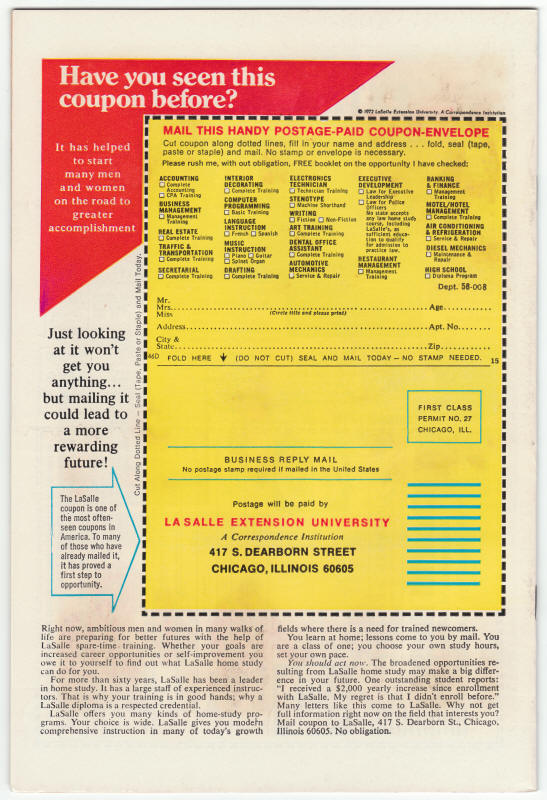 Astonishing Tales #27 back cover