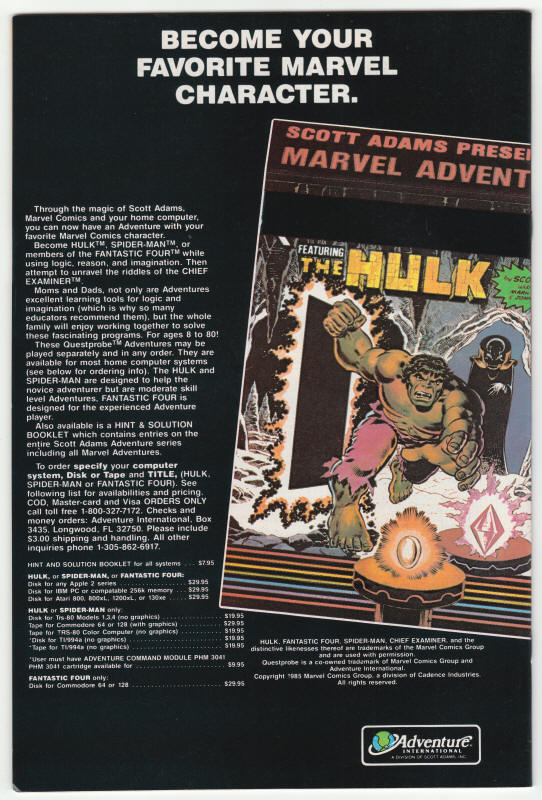 The Avengers #265 back cover